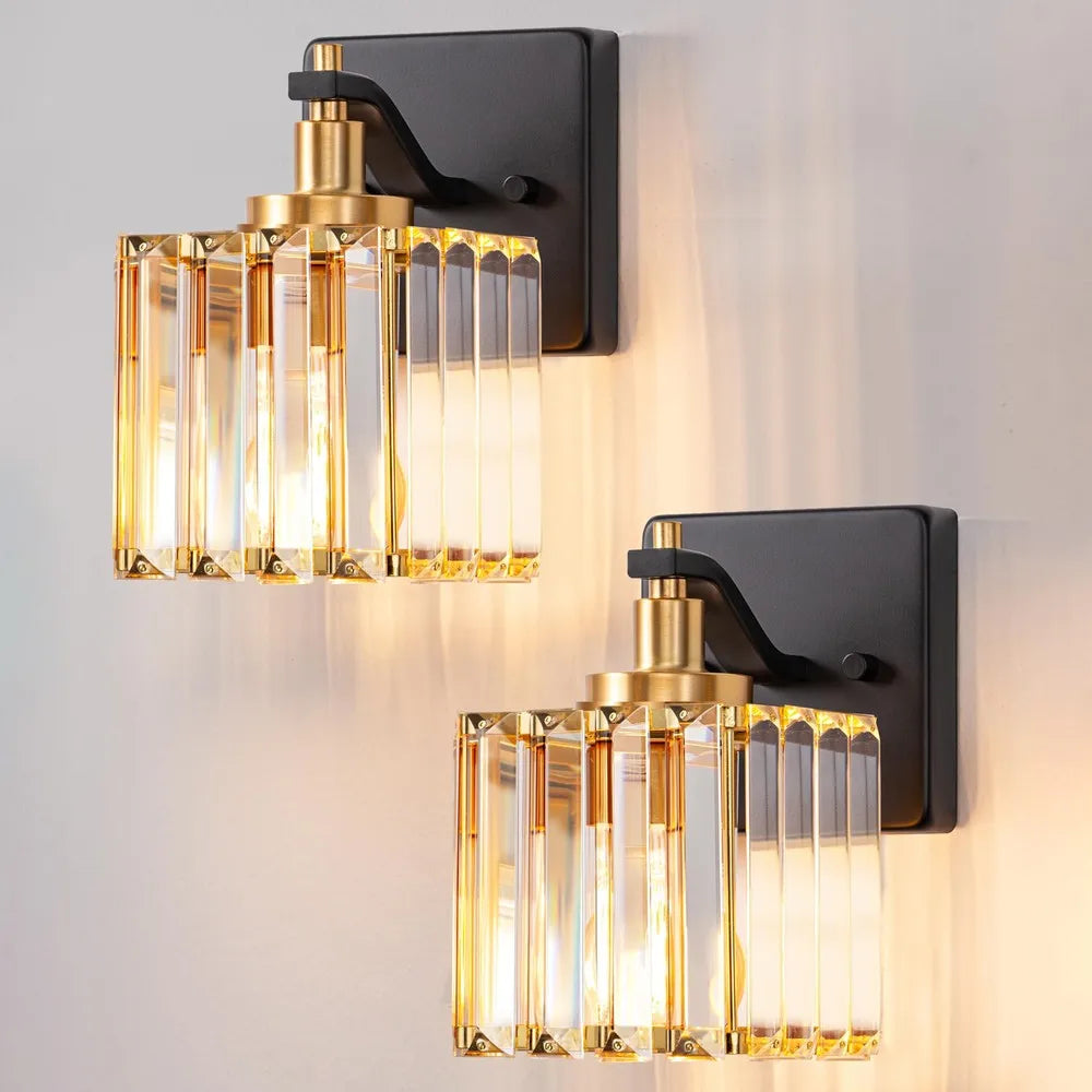 Modern Hardwired Crystal Wall Sconces For Bathroom Vanity Lighting