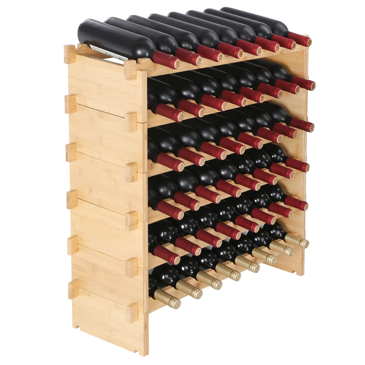 SucceBuy Bamboo Stackable Wine Rack 8-Tier Free Standing Display