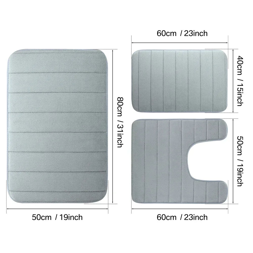Memory Foam Bath Mat Non Slip Ultra Absorbent Cotton Rug Machine Washable