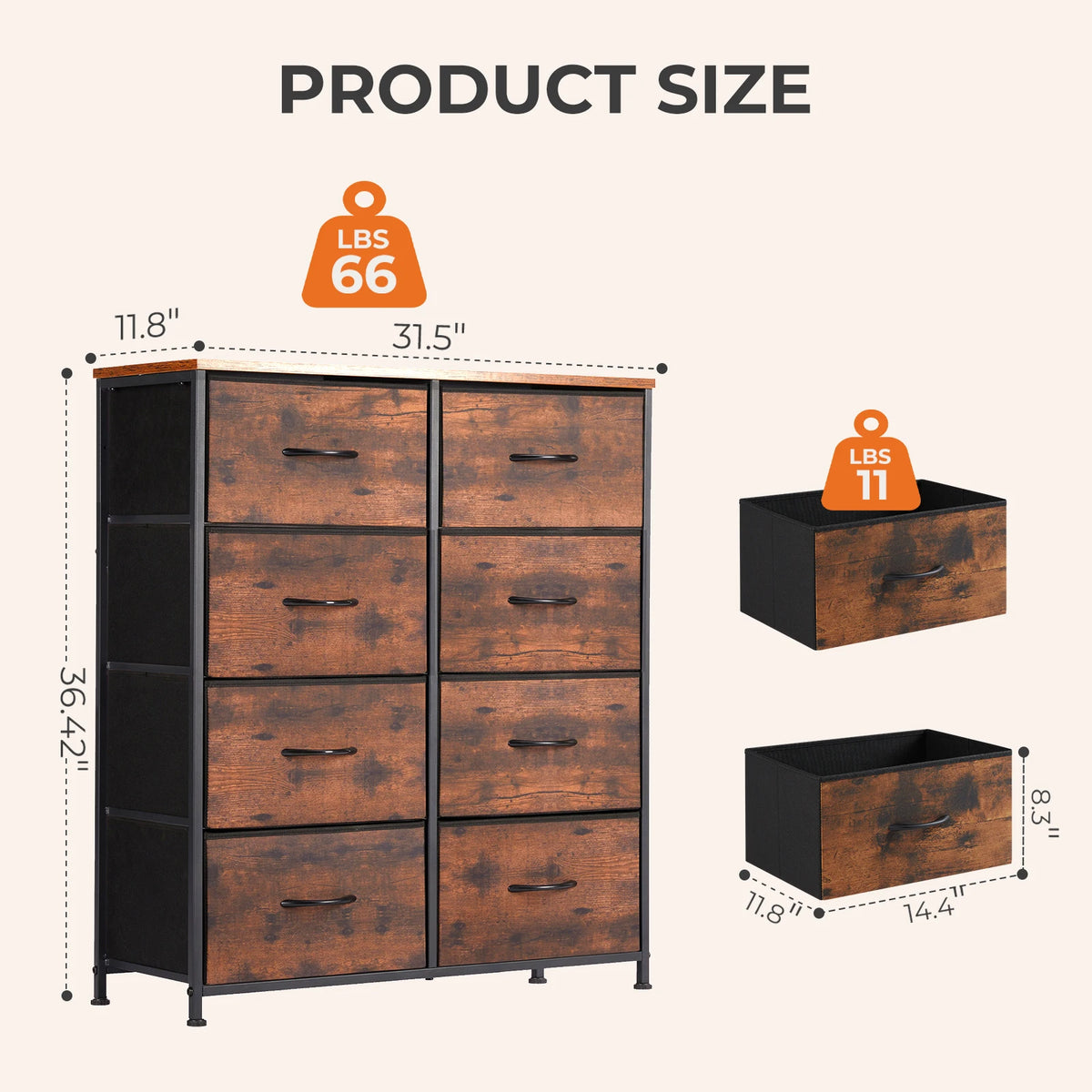 MCQ Modern 8 Drawer Living Room Storage Dresser Cabinet