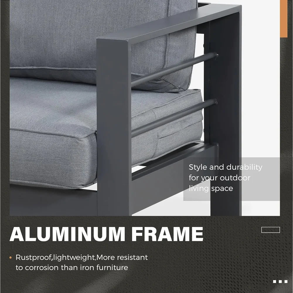 Aluminum Outdoor Patio Furniture Set With Durable Waterproof Cushions