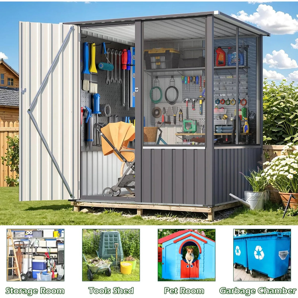 Large Outdoor Metal Bird Walk-in Aviary With Lockable Mesh Door