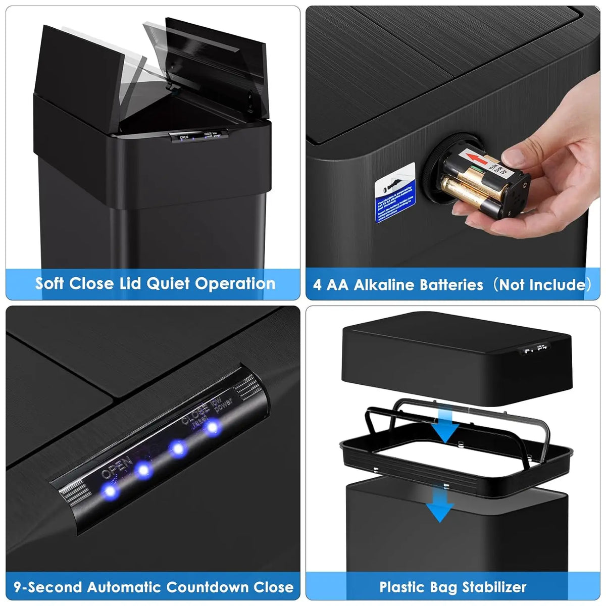 Automatic Motion Sensor Trash Can Indoor Touchless Waste Bin