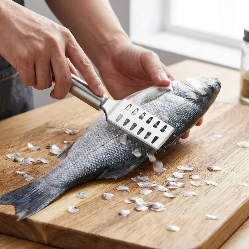 Multi Purpose Kitchen Scraper Fish Ginger Veggies Non Slip Handle