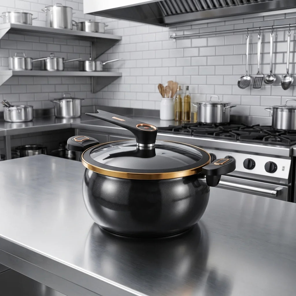 Micro Pressure Cast Iron Stock Pot With Glass Cover