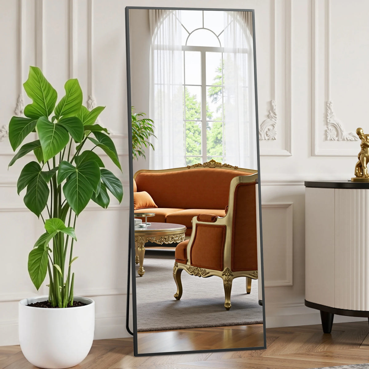JHK Full Length Mirror With Tempered Glass Aluminum Frame