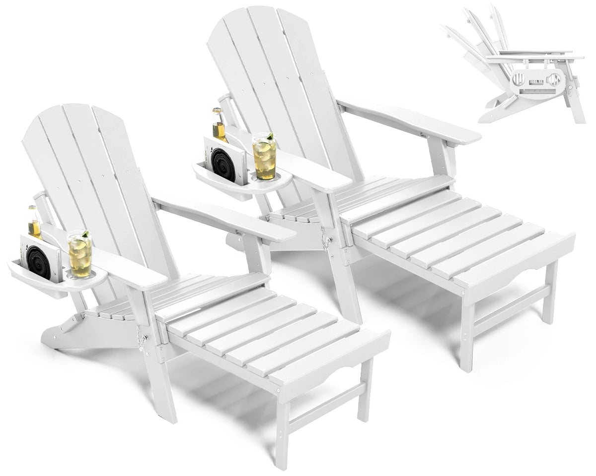 FOOWIN Adjustable HDPE Adirondack Chair With Retractable Ottoman