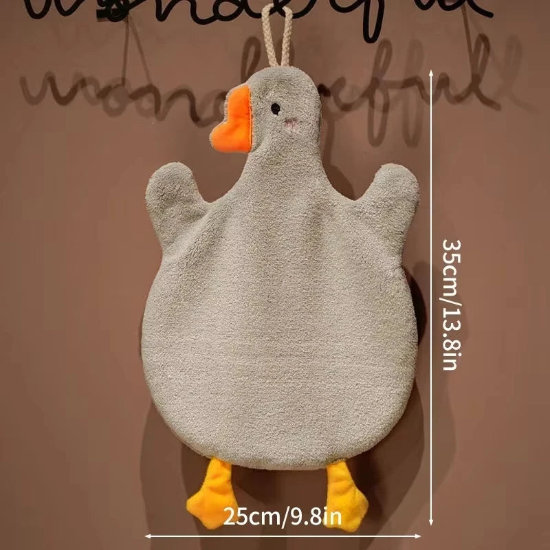 Absorbent Cartoon Duck Goose Hanging Hand Towels For Kitchen