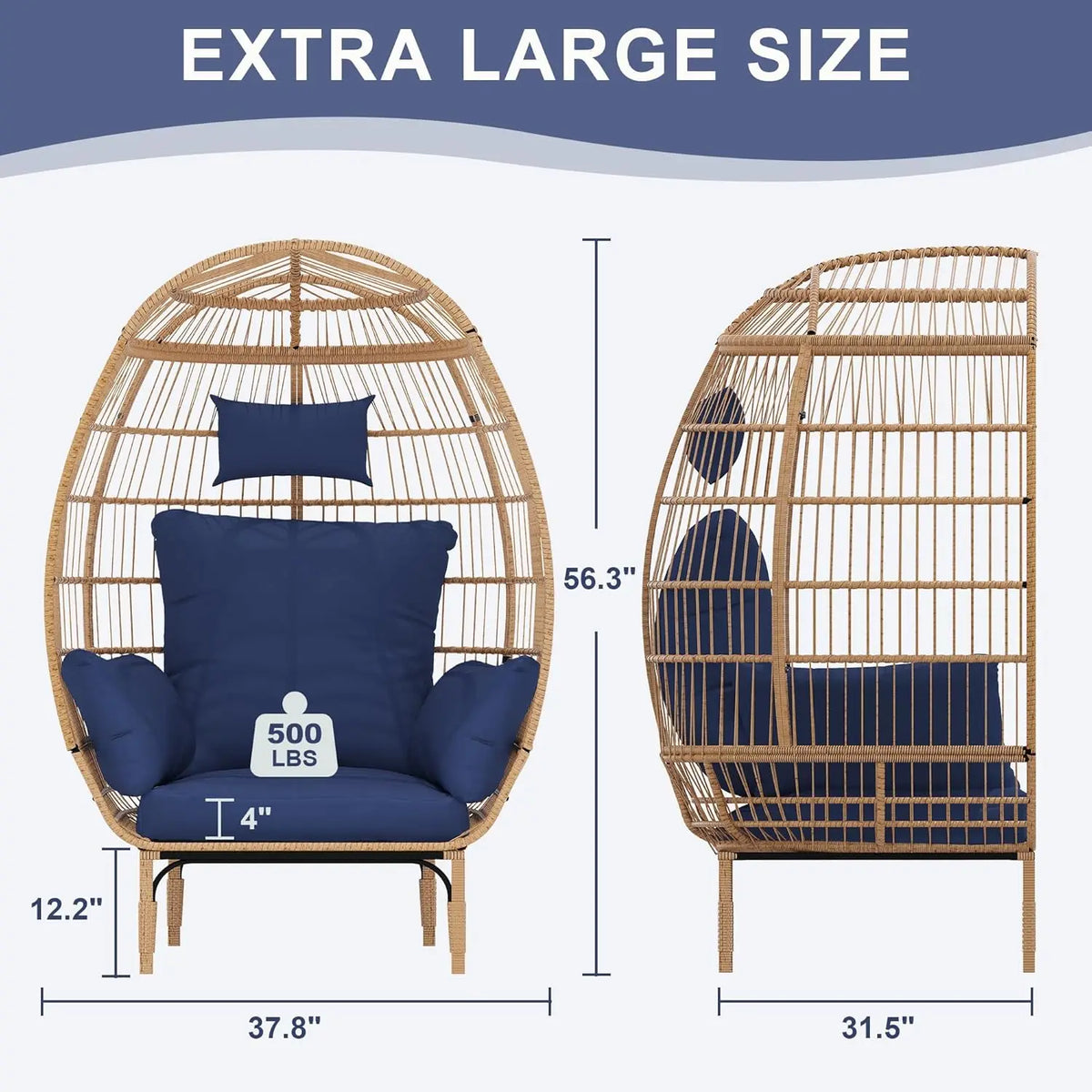 HiMISS Wicker Egg Chair Outdoor Patio Lounger With Cushions