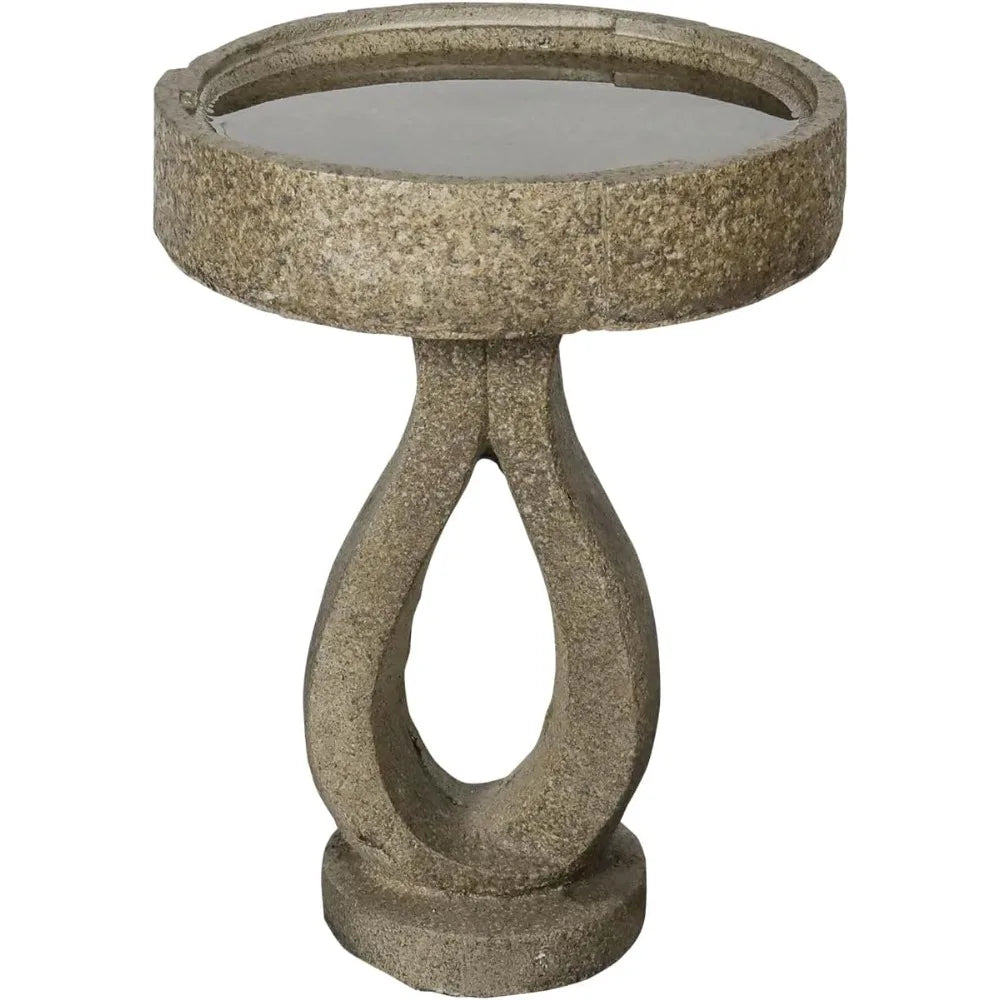 Concrete Bird Bath With Geometric Pedestal For Outdoor Garden Decor