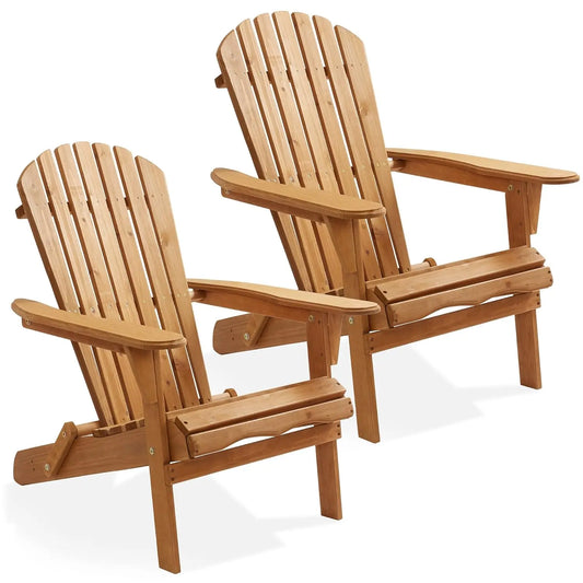 Cedar Wood Folding Adirondack Chair Set Of 2 For Patio And Garden