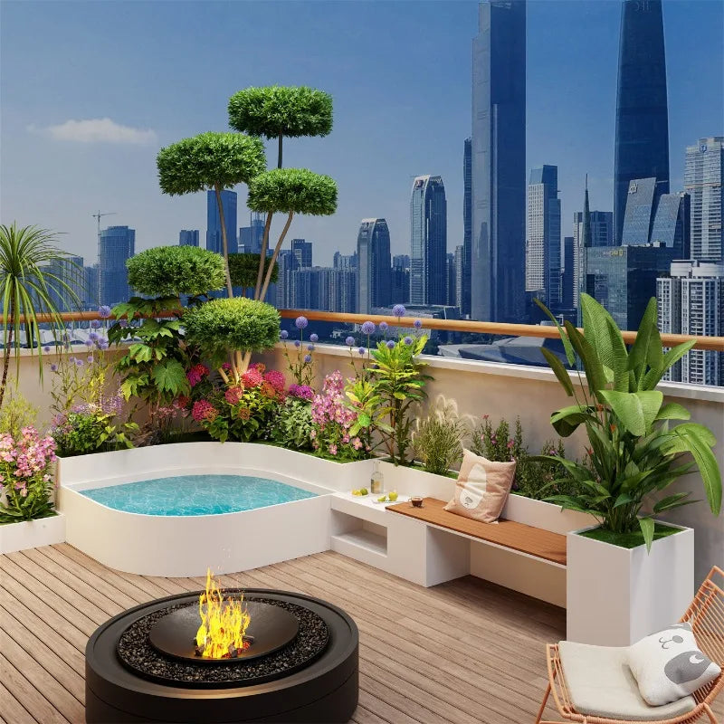 Modern Nordic Metal Planter Bench For Outdoor Gardens