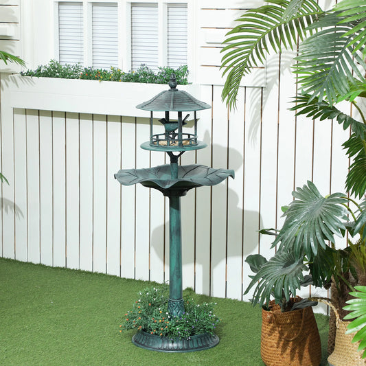 Outsunny Outdoor Pedestal Bird Bath Garden Feeder Planter