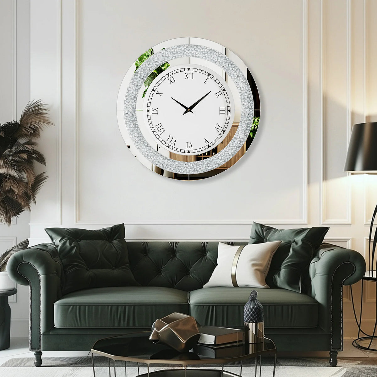 Glamorous Diamond Edge Quartz Wall Clock With Silent Sweep Movement