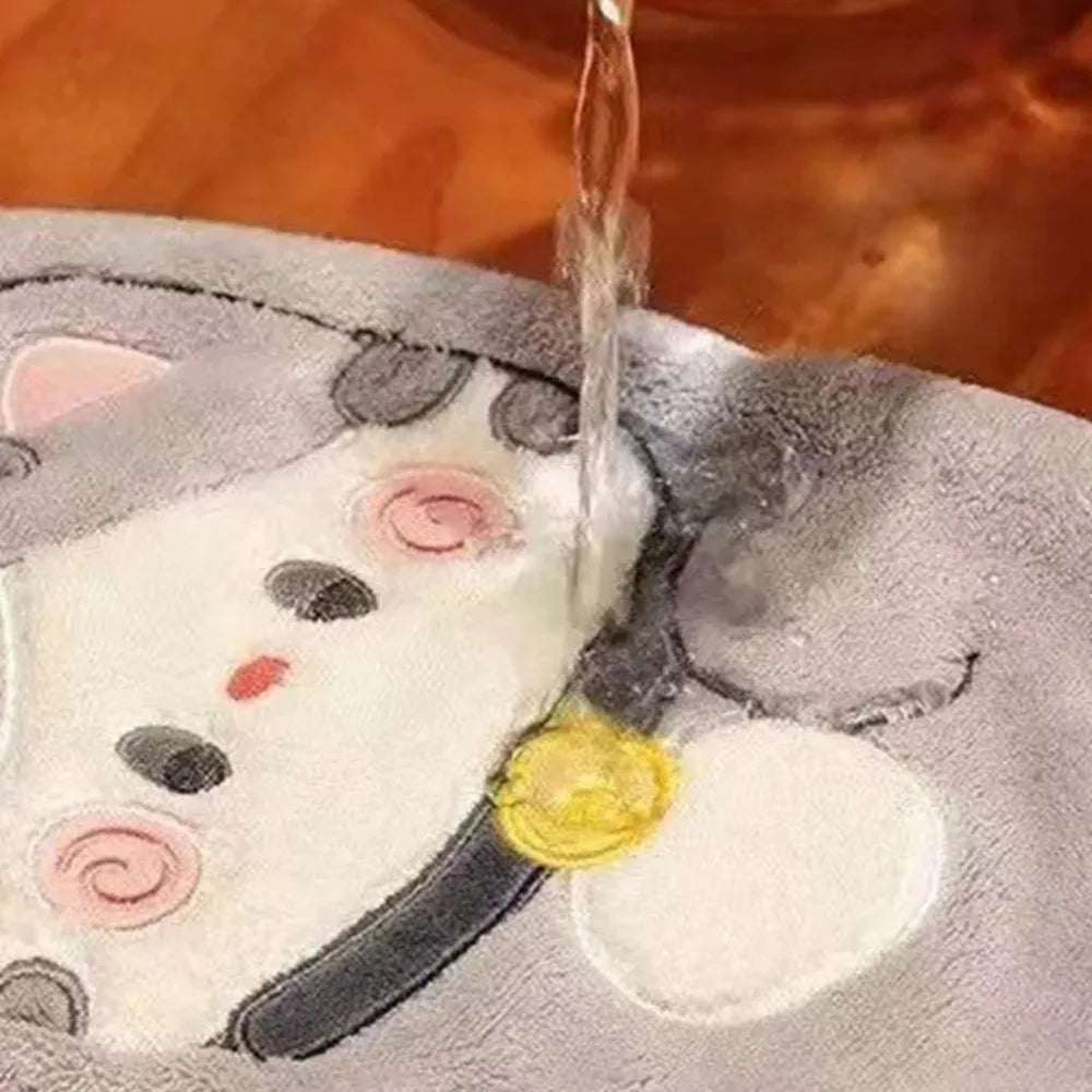 Cute Cat Cotton Hand Towel Quick Dry Bathroom Kitchen Cleaning