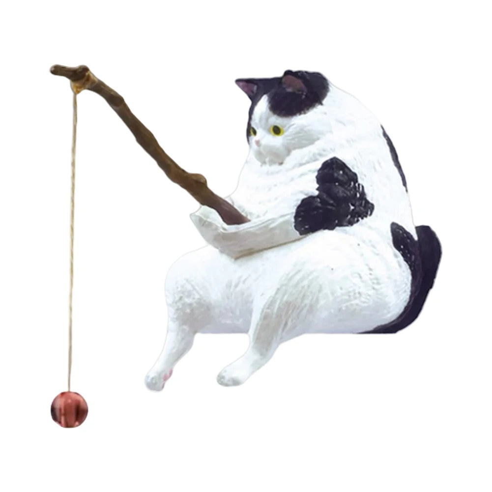 Sikiwind Cute Fishing Cat Figurine Sitting Cat Ornament Aquarium
