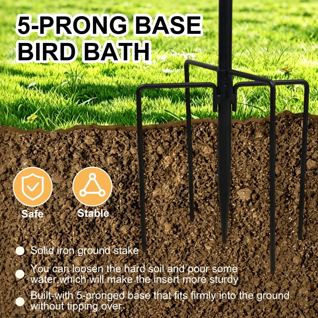 Freestanding Double Layer Bird Feeder And Birdbath Garden Stand