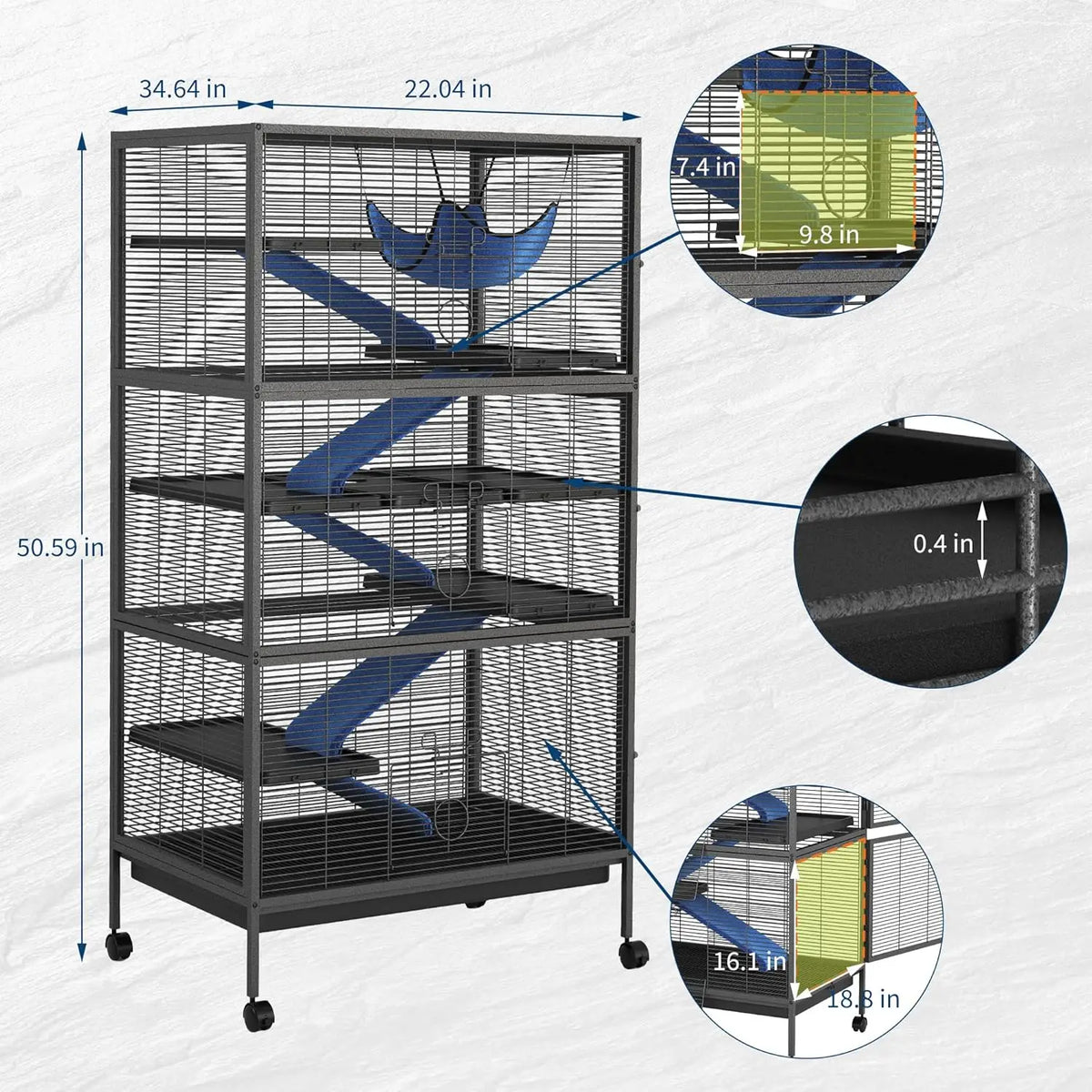Metal Bird Cage With Rolling Stand And Multiple Access Doors