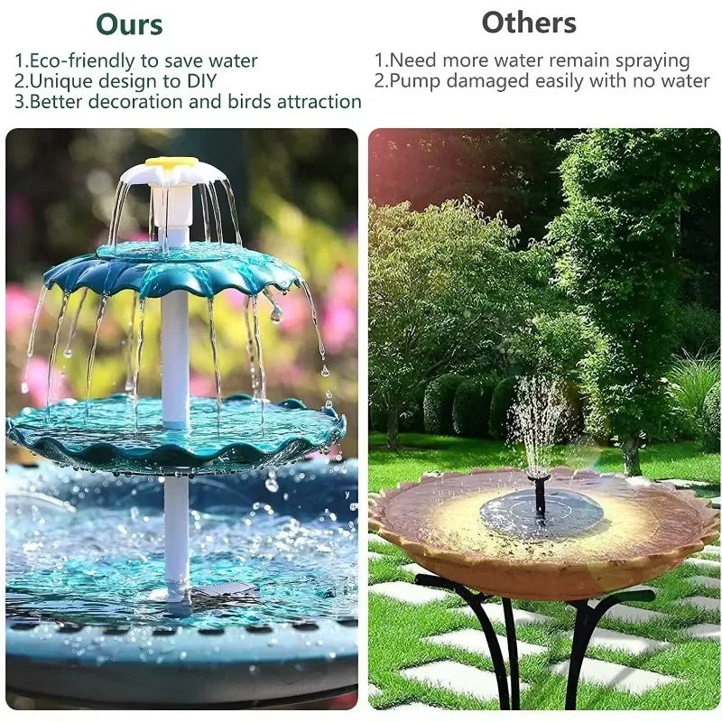 Solar Bird Bath Water Fountain For Garden And Fish Tanks