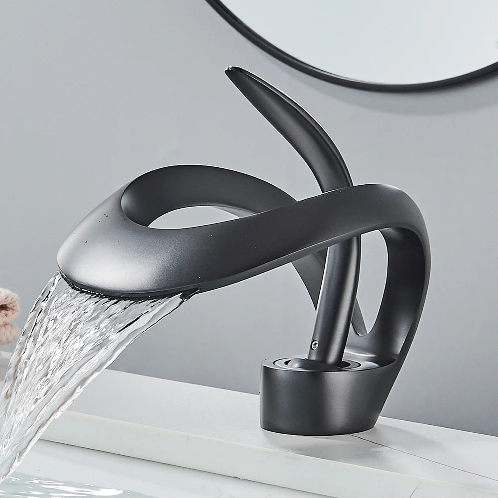 Rozin Luxury Basin Faucet Waterfall Deck Mount Hot Cold Mixer