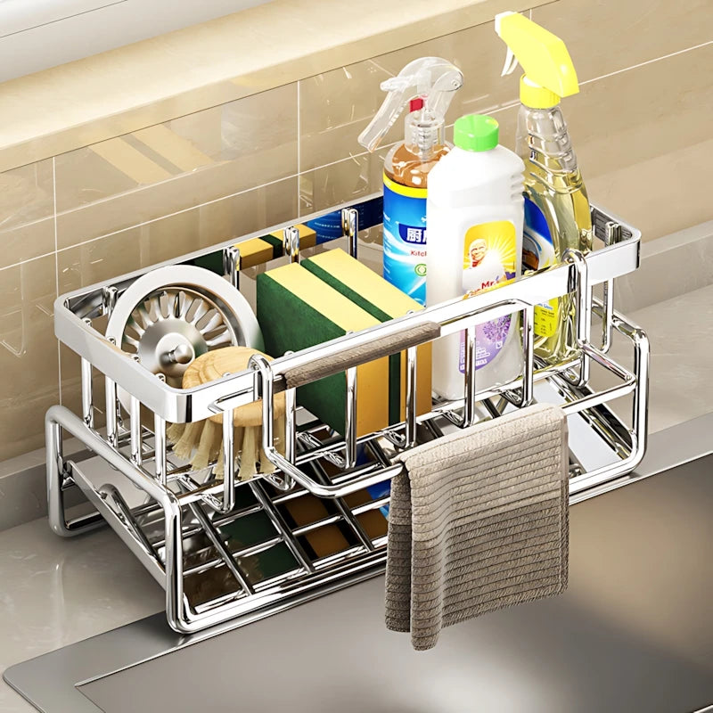 Stainless Steel Kitchen Sink Organizer For Cleaning Supplies