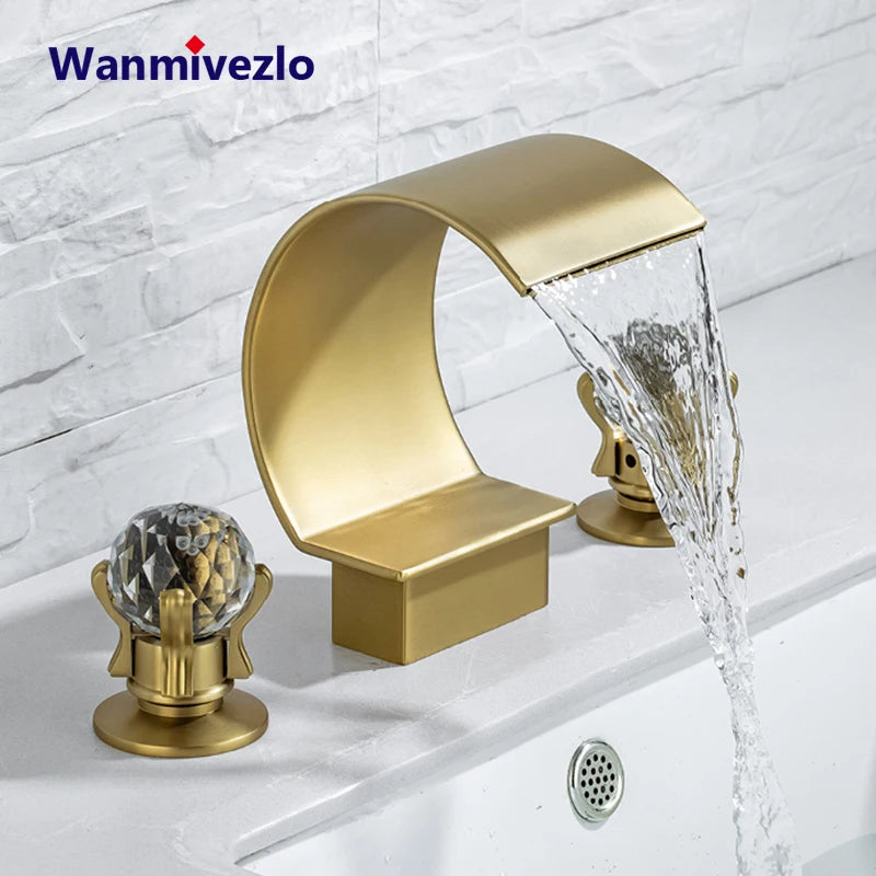 Wanmivezlo Brass Deck Mount Widespread Bathroom Basin Faucet Dual Handle