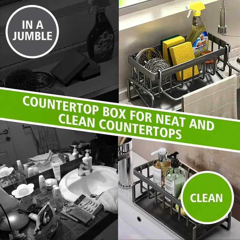 Stainless Steel Kitchen Sink Organizer For Cleaning Supplies