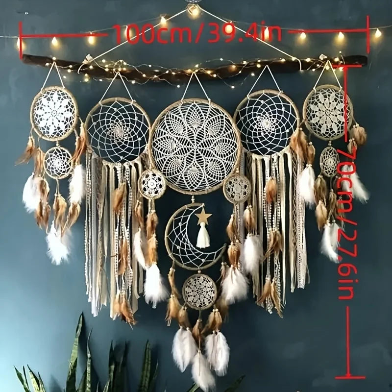 Dream Catcher 5 Piece Large Moon Dream Chaser Bohemian Wall Decor