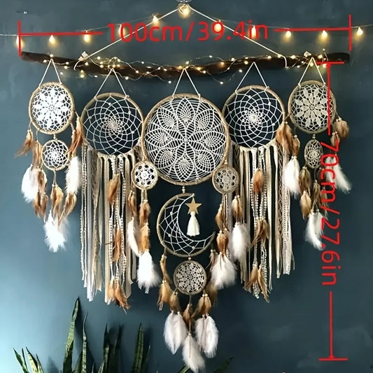 Dream Catcher 5 Piece Large Moon Dream Chaser Bohemian Wall Decor